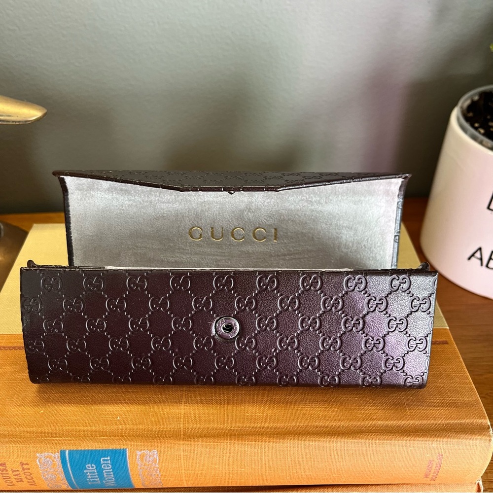 Gucci leather glasses case brown